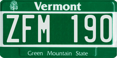 VT license plate ZFM190