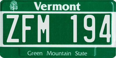 VT license plate ZFM194