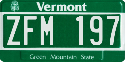 VT license plate ZFM197