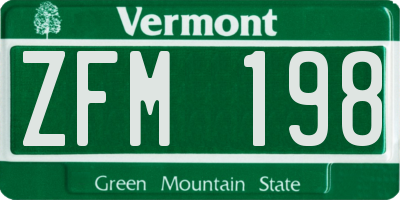 VT license plate ZFM198