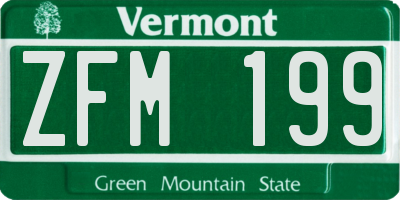 VT license plate ZFM199