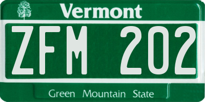 VT license plate ZFM202