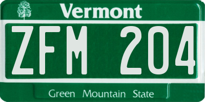 VT license plate ZFM204