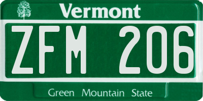 VT license plate ZFM206