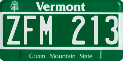 VT license plate ZFM213