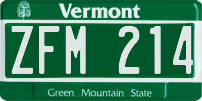 VT license plate ZFM214