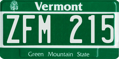 VT license plate ZFM215