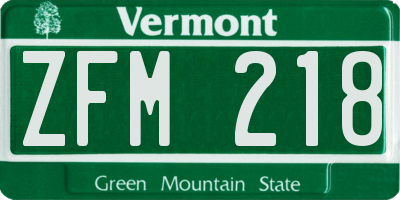 VT license plate ZFM218