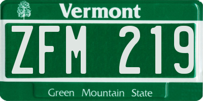 VT license plate ZFM219