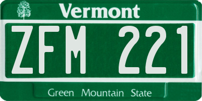 VT license plate ZFM221