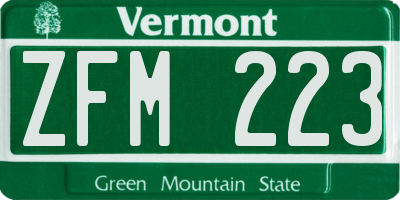VT license plate ZFM223