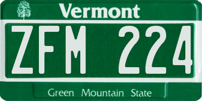 VT license plate ZFM224