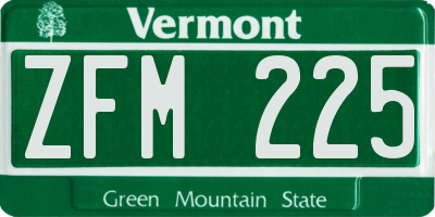 VT license plate ZFM225