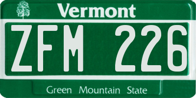VT license plate ZFM226