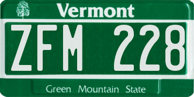 VT license plate ZFM228
