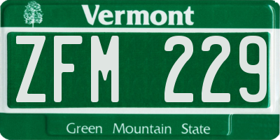 VT license plate ZFM229