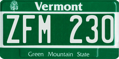 VT license plate ZFM230