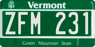 VT license plate ZFM231