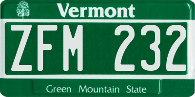 VT license plate ZFM232