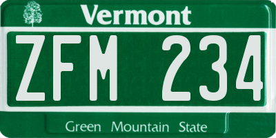 VT license plate ZFM234