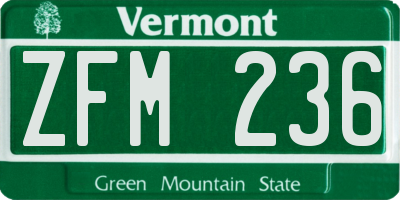 VT license plate ZFM236
