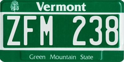 VT license plate ZFM238