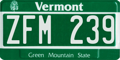 VT license plate ZFM239