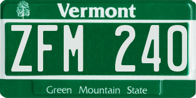 VT license plate ZFM240