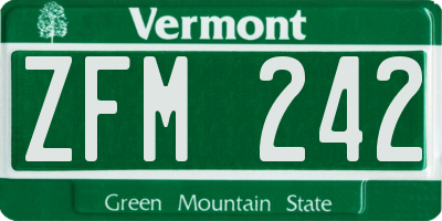 VT license plate ZFM242