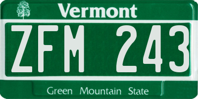 VT license plate ZFM243