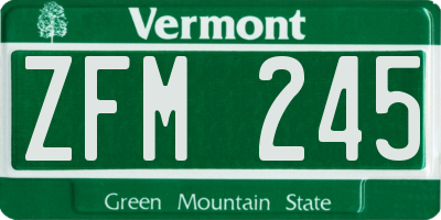 VT license plate ZFM245
