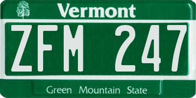 VT license plate ZFM247