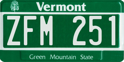 VT license plate ZFM251