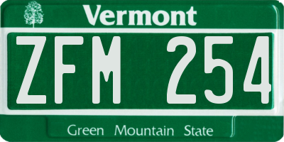 VT license plate ZFM254