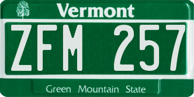 VT license plate ZFM257