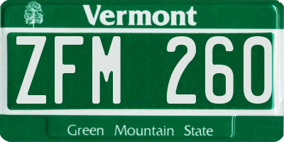 VT license plate ZFM260