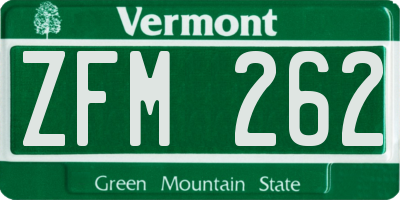 VT license plate ZFM262