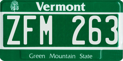 VT license plate ZFM263