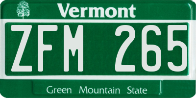 VT license plate ZFM265