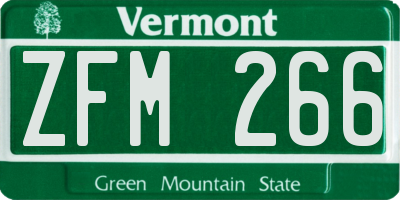 VT license plate ZFM266