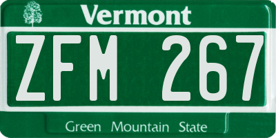 VT license plate ZFM267