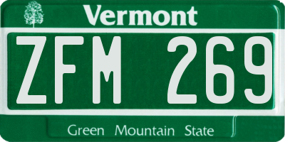 VT license plate ZFM269