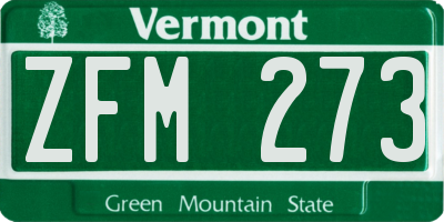VT license plate ZFM273