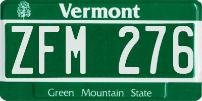 VT license plate ZFM276