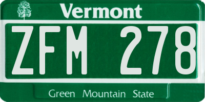 VT license plate ZFM278