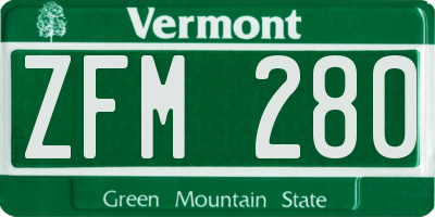 VT license plate ZFM280