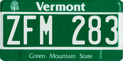 VT license plate ZFM283