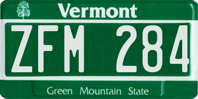VT license plate ZFM284