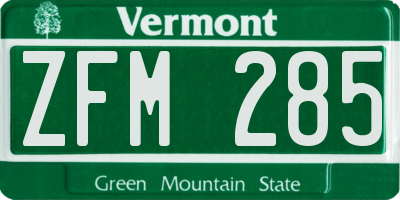 VT license plate ZFM285