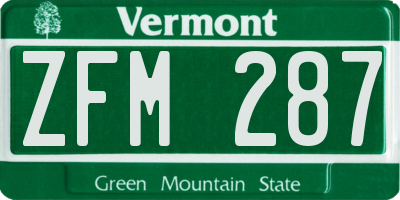 VT license plate ZFM287